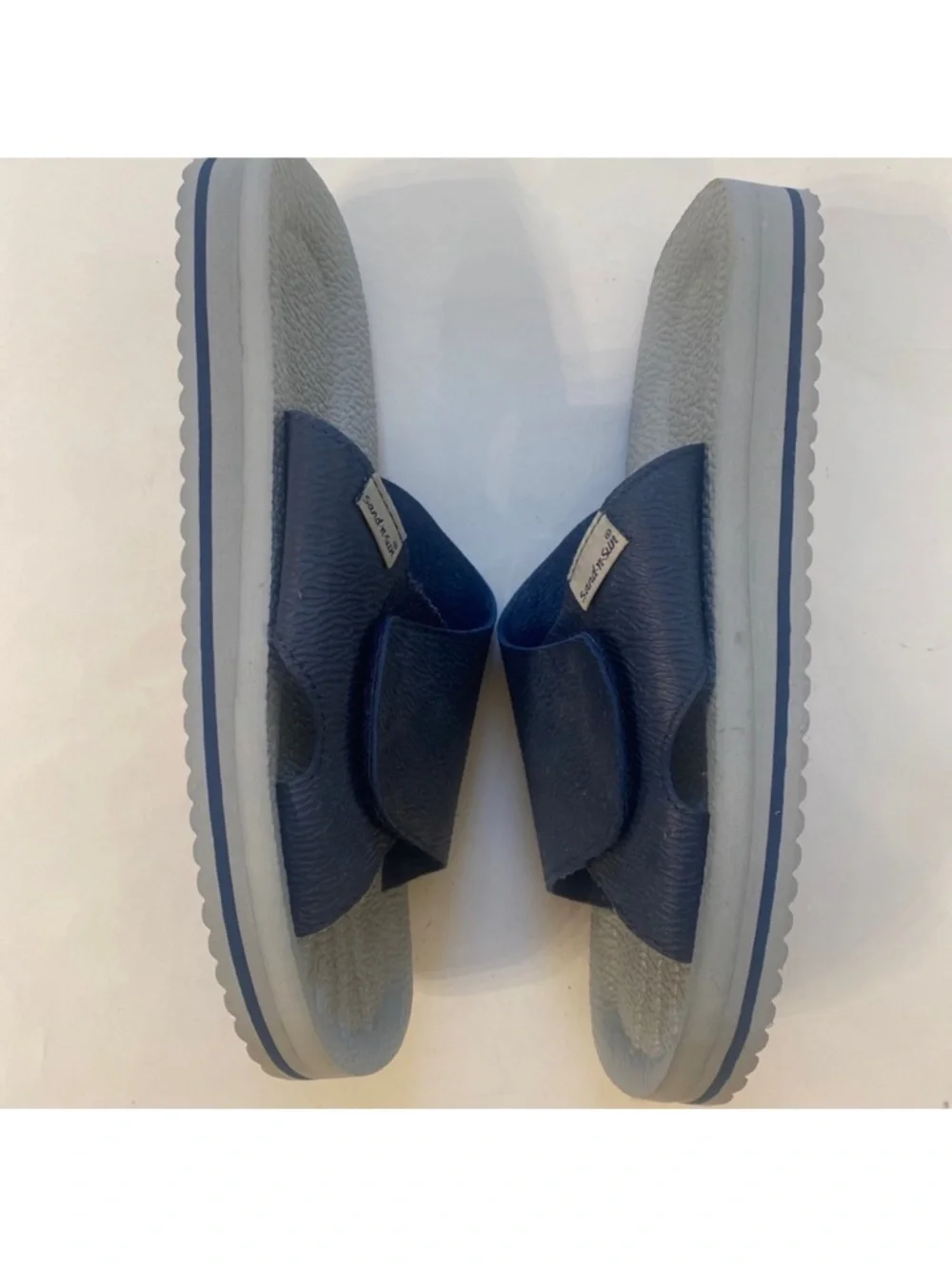 SAND N SUN Blue Gray Slip On Sandals Medium M 9-10 Great For Shower/Pool Lcsr